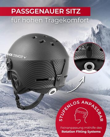 Шолом гірськолижний BLACK CREVICE Gstaad з візором (чоловічий/жіночий) | Полікарбонат, дихаючий, регульований 51-53 см | Чорний/Помаранчевий