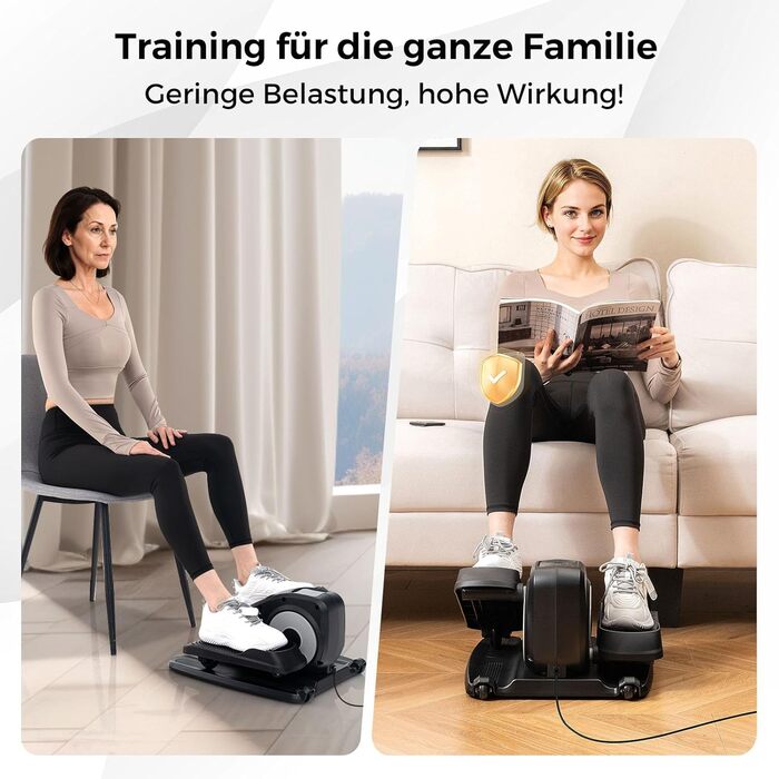 Еліптичний тренажер COSTWAY Mini під стіл, електричний з LED-дисплеєм та пультом дистанційного керування, для дому, портативний, чорний