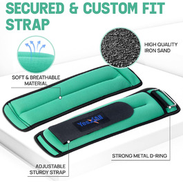 Набір манжет для ніг з неопрену Yes4All з клямками, 0.9-4.5 кг (унісекс) - для ходьби, калістеніки, вагання