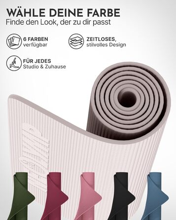 Килимок для йоги NEOLYMP - неслизький, для захисту суглобів - 183x61 см - PVC - для йоги, пілатесу - з E-book та відео-управами (Taupe)