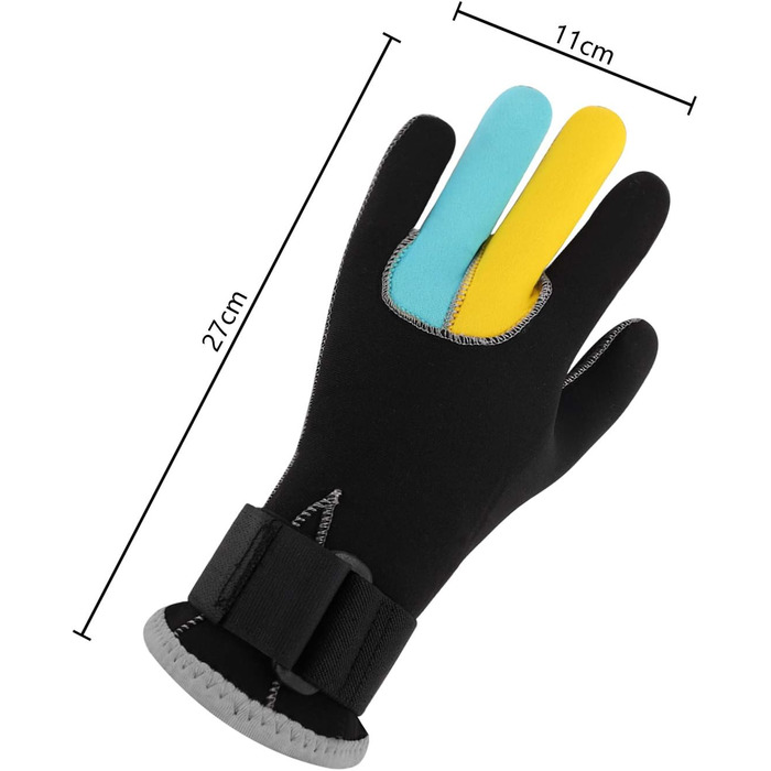 IPENNY Рукавички для дайвінгу з неопрену, 1.5/3 мм, антиковзаючі, для дайвінгу, серфінгу, плавання, снорклінгу, вітрильного спорту, каякінгу, терморукавички для дорослих та підлітків (3 мм, жовтий+синій, L)