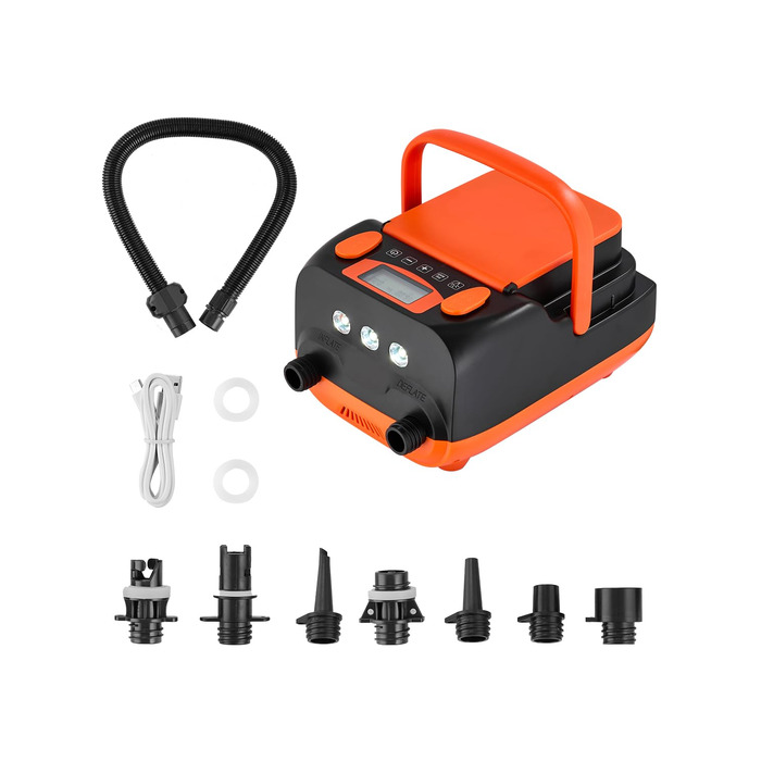 Електрична SUP-насос VEVOR з USB, 20PSI, для надувних SUP-дошок, наметів, з LED-підсвічуванням та автоматичним вимкненням
