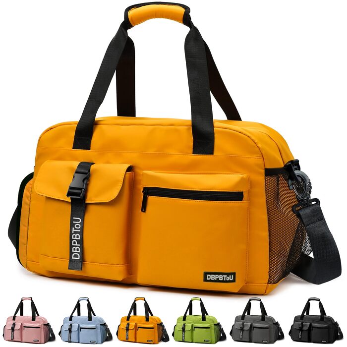 Спортивна сумка для жінок та чоловіків з відділенням для взуття та вологих речей, водонепроникна дорожня сумка Weekender для залу, басейну та сауни (Жовта)