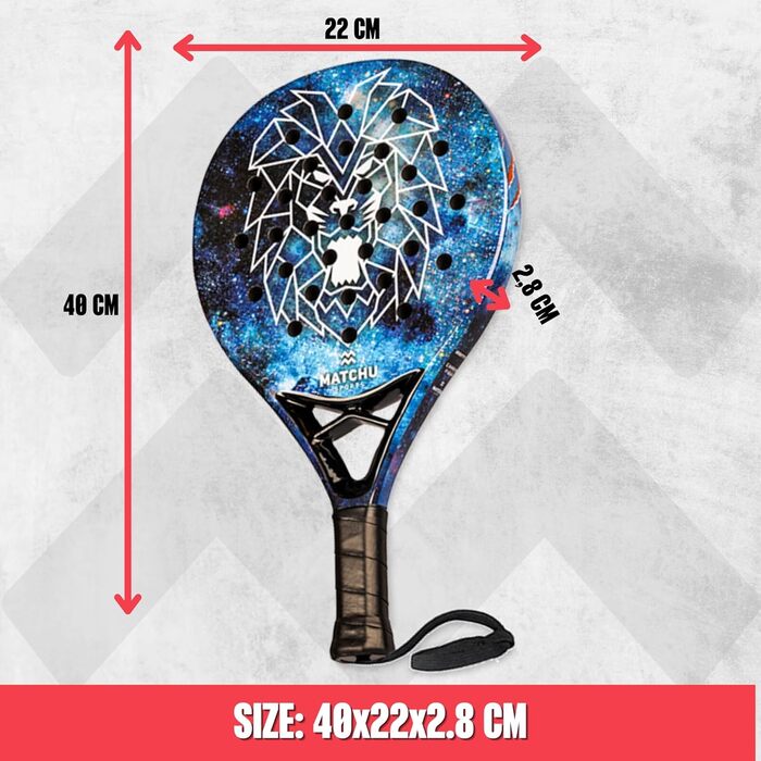 Ракетка для падел-тенісу Matchu з чохлом - 100% карбон (3K/18K), Eva-піна, 3D-покриття, 47x3,8 см, 360 г, для початківців, досвідчених та дітей