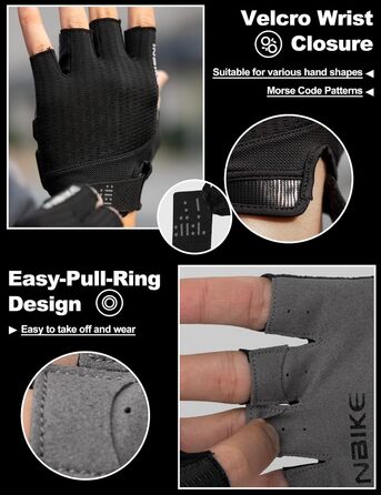 Велосипедні рукавички Inbike для чоловіків, літні, напівпальцеві, чорні, розмір L