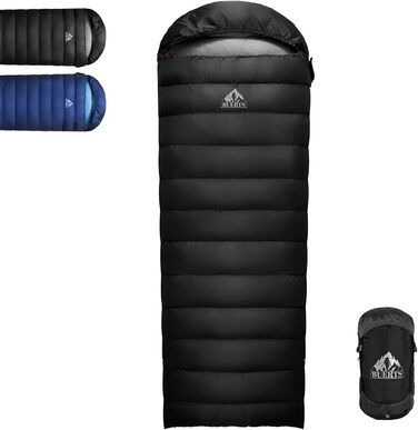 Спальний мішок зимовий Daunenschlafsack, теплий та легкий для дорослих та дітей, 680FP, для походів, альпінізму, кемпінгу. Чорний, 0°C