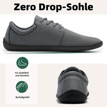 Чоловічі тапочки-мінімалісти SAGUARO Noble II, сірі, розмір 36-48. Легкі, з широкою передньою частиною та антиковзкою підошвою.