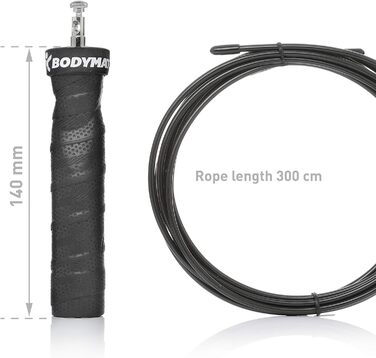 Стрибкове канат BODYMATE з антиковзними ручками, 2 знімні вантажі та регульовані сталеві канати з захистом від зносу для CrossFit, функціональних тренувань та боксу
