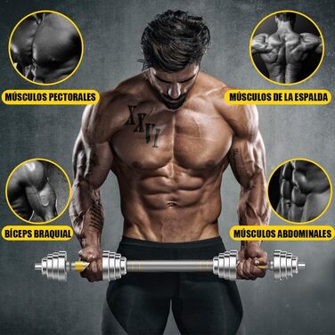 Регульований набір гантелей PHOEROS 20/30/40 KG: 3-в-1 (гантелі, штанга, гиря), сталеві гантелі для фітнесу вдома, для жінок та чоловіків, 20 KG