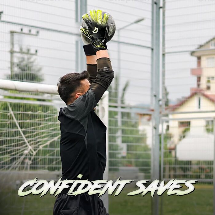 Воротарські рукавички WVVOU для дітей та дорослих, дитячі та юніорські, з технологією Fingersave, для тренувань та ігор, чорні