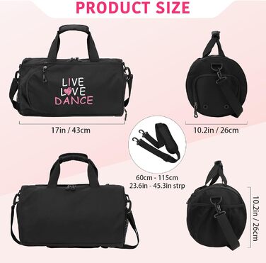 Спортивна сумка-дафл Kilofly для дівчаток: сумка для балету, танців та гімнастики, дорожня сумка на плече S1