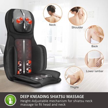 Масажне крісло Snailax Shiatsu з підігрівом, масажер для спини, шиї та плечей, електричний, для дому, подарунок