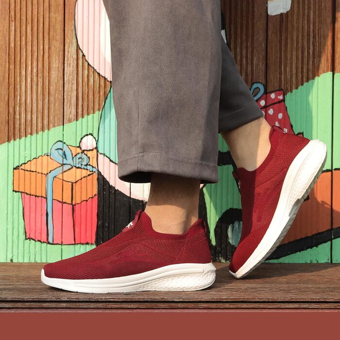 Чоловічі кросівки без шнурівків Slip-on, сітка, дихаючі, легкі, для бігу та повсякденного носіння (44 EU, Червоний)