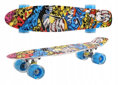 Скейтборд Aurora FB graffiti, 56x14,5 см, колеса 60 мм 82A, підшипники ABEC-7, до 100 кг