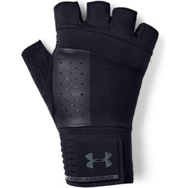 Футбольні рукавички для важкої атлетики Under Armour, міцні фітнес-рукавички з хорошим захистом та зчепленням, дихаючі рукавички для тренувань з еластичним ремінцем на зап'ясті, розмір M, чорний