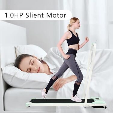 Бігова доріжка SogesHome 2 в 1 для дому, Walking Pad, фітнес-тренажер із пультом, 1-6 км/год, LED-дисплей, Bluetooth-динамік, зелена