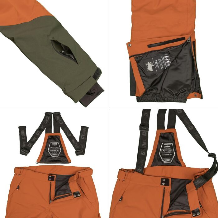 Сніговий костюм Killtec для чоловіків, розмір M, 2 частини (куртка та штани), водонепроникний, вітронепроникний, дихаючий, з водовідштовхувальним покриттям 10 000 мм, чорний, теракота / помаранчевий