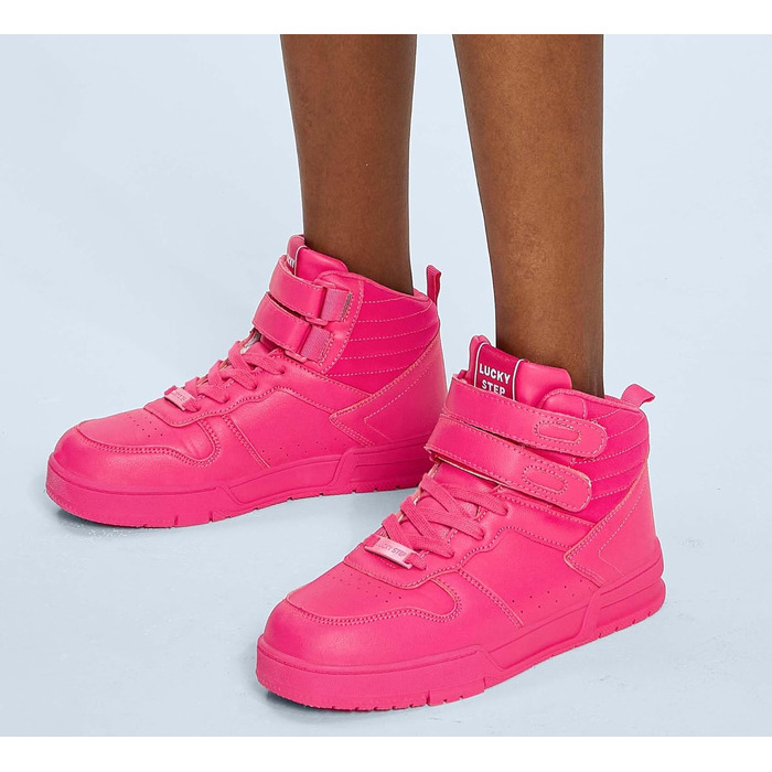 Жіночі баскетбольні кросівки Lucky Step з кріпленням на липучці - стильні штучні шкіряні кеди білого кольору (38 EU, Гарячий Рожевий)
