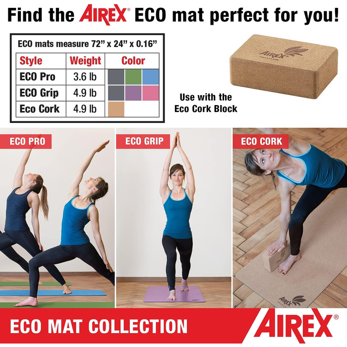Еко-йога-мат Airex Eco Grip рожевий, нековзкий килимок для йоги