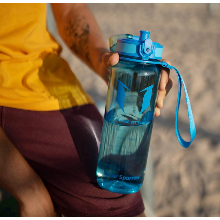Фляга для води Super Sparrow - Tritan, 350/500/750/1000 мл, без BPA - спортивна, для фітнесу, велосипеда, універу, відпочинку (750 мл, глянцевий зелений)