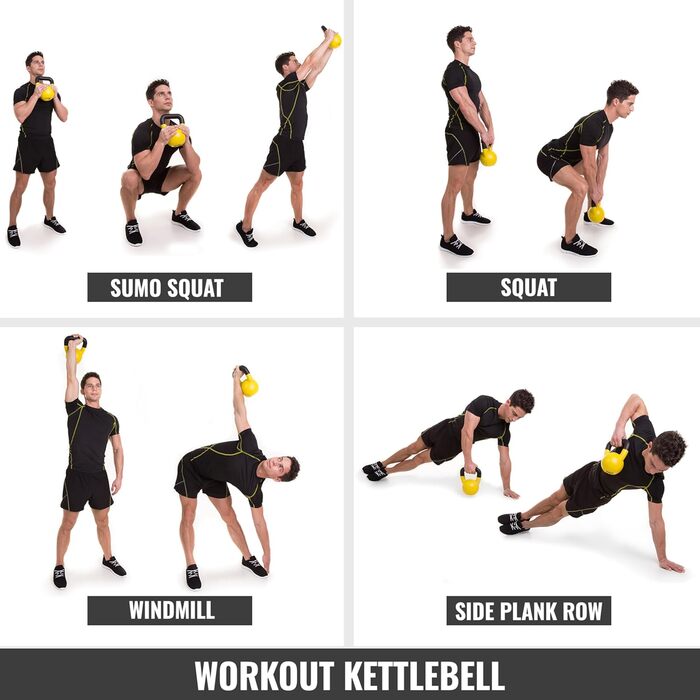 Кетлбелл GORILLA SPORTS® 2-32 кг, гачане залізо, для силових тренувань, одиничний або набір, захисне покриття, срібний/чорний