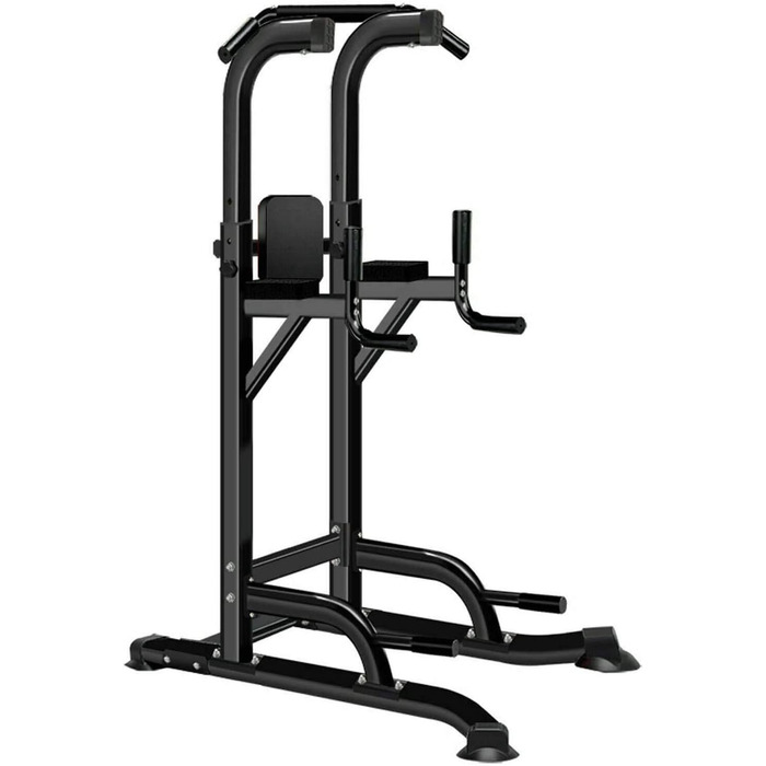 MAXSTRENGTH Багатофункціональний турнік-стійка для віджимань, вертикальне піднімання колін, турнік для підтягувань, чорний