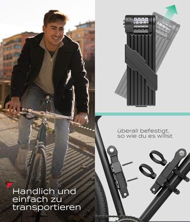 IMPACT® FlexLock 15 - Преміум складне велозамкe з високим рівнем безпеки. Довжина 120 см, витримує до 1,5 тонни. Замок з ключем/кодом.