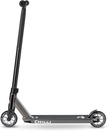 Трюковий самокат Chilli Pro Scooter Rocky, 110 мм PU колеса, для дітей і дорослих, 360° кермо, чорний/неохром