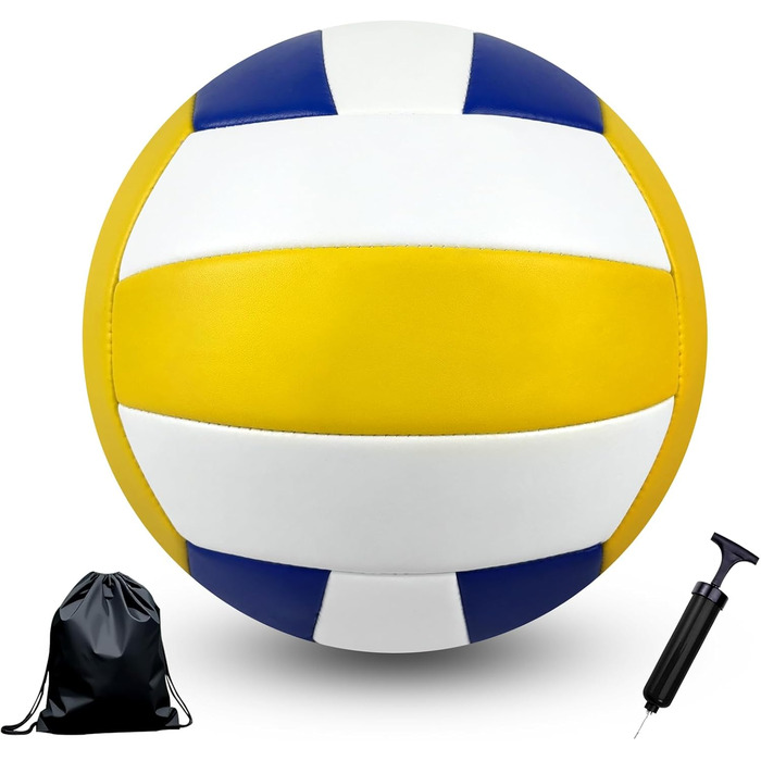 Волейбольний м'яч Bibykivn Official Size 5, водостійкий, з насосом, PVC поверхня, для пляжу, басейну та спортивних ігор. Колір: блакитно-зелений