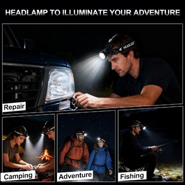 Ліхтар налобний Spardar 120000 люменів, 9000 mAh, IPX7, 7 режимів, для кемпінгу, полювання та бігу