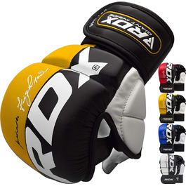 Рукавички для MMA та спарингу RDX: універсальні рукавички для єдиноборств, муай-тай, кікбоксингу та грепплінгу, з вентиляцією, розмір M, жовті