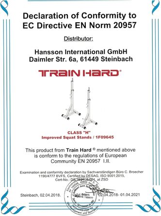 Стійки для гантелей і штанги Train Hard, сертифіковані за EN 957, пара