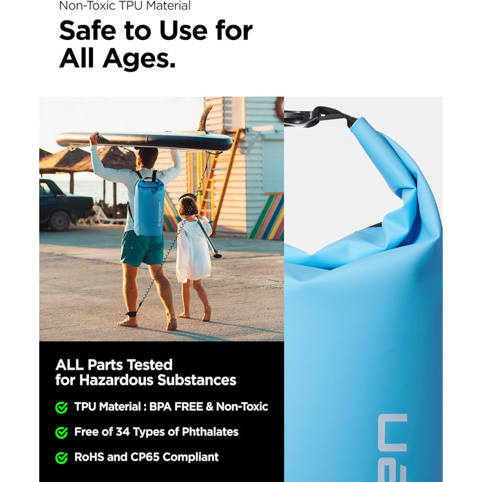 Водонепроникний мішок Spigen Aqua Shield 30L: Сумка для плавання, кемпінгу, каякінгу (Синій)