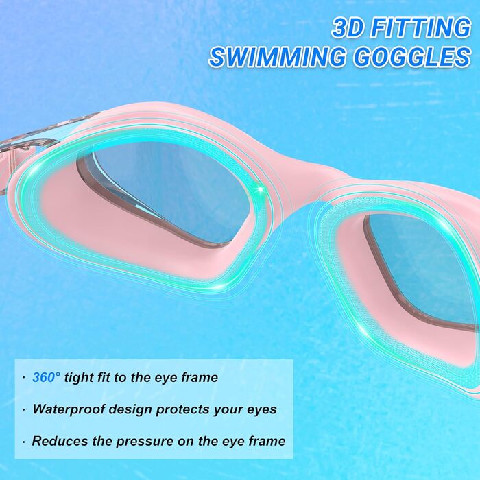 Окуляри для плавання Schwibrille HD з антизапітним покриттям, UV-захистом, герметичні, зручні - для дорослих, для басейну та відкритої води (Розмір M, Колір Gouache)