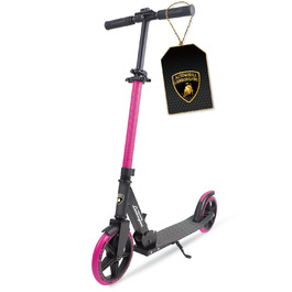 Самокат трюковий Lamborghini Cityroller рожевий, складаний, з регульованою висотою, для дітей та дорослих до 100 кг, з підніжкою та заднім гальмом