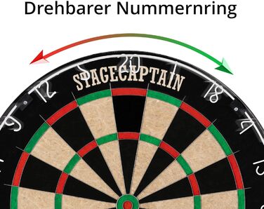Stagecaptain DBS-1715 Bullseye Pro – професійна дартс-мішень із сизалю з дротами, 6 дротиками та 4 наборами оперень