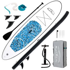 Надувний SUP Борд FunWater 10' & 11' з аксесуарами: весло, насос, сидіння (10' з малюнком мармуру блакитного кольору)