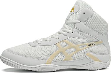 Чоловічі боксерські туфлі Pro для боротьби, дихаючі, неслизькі, зручні, хай-топ, фітнес-туфлі, взуття для тренувань, зала, бодібілдинг (41 EU, White A)