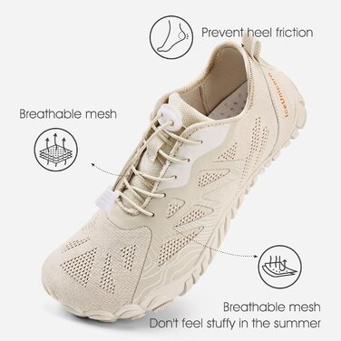 Чоловічі та жіночі шкарпетки-кросівки IceUnicorn для трейлу, фітнесу, бігу. Книт, мінімалістичний дизайн, широка передня частина. Білий (46 EU, New Beige)