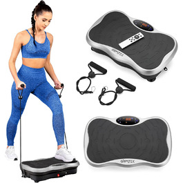 Вібраційна платформа Gymtek для дому - тренажер для схуднення, спалювання жиру та нарощування м'язів з 99 рівнями швидкості, 5 програмами та сенсорним екраном (чорний та срібний)