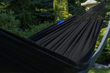 Гамак вуличний Potenza для двох осіб з каркасом XXL 220x160 см, бавовна, до 200 кг, стійкий до погодних умов (чорний/зелений)