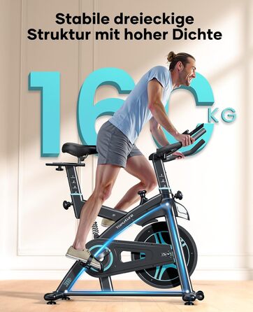 Велотренажер Heimtrainer 2025 з додатком, амортизацією, до 160 кг, регульованим опором, тихий спінінг байк для дому з LCD-дисплеєм і комфортним сидінням