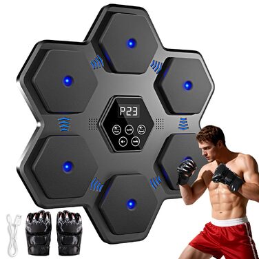 Боксерський тренажер з Bluetooth та LED-дисплеєм для дому, офісу, спортзалу - Musikboxmaschine Silver-Black