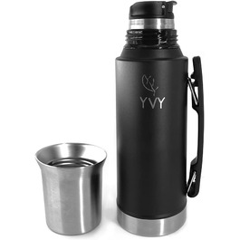 Термос YVY Mate Tempera 1 л з нержавіючої сталі, BPA-free, з калабасою 240 мл, тримає тепло 24 год і холод 30 год, з точним носиком, 5 років гарантії