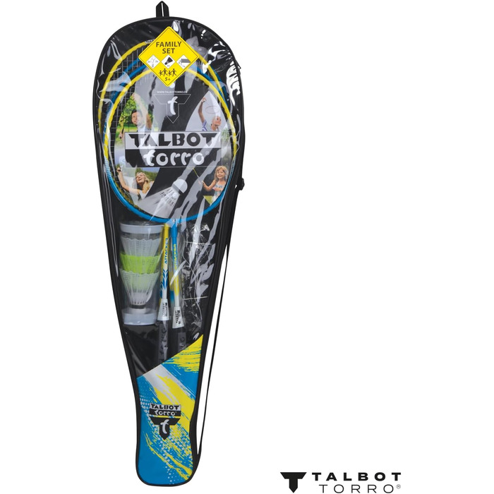 Набір для бадмінтону Talbot-Torro Family: 2 дитячі ракетки, 2 стандартні, 3 волани, сітка, сумка