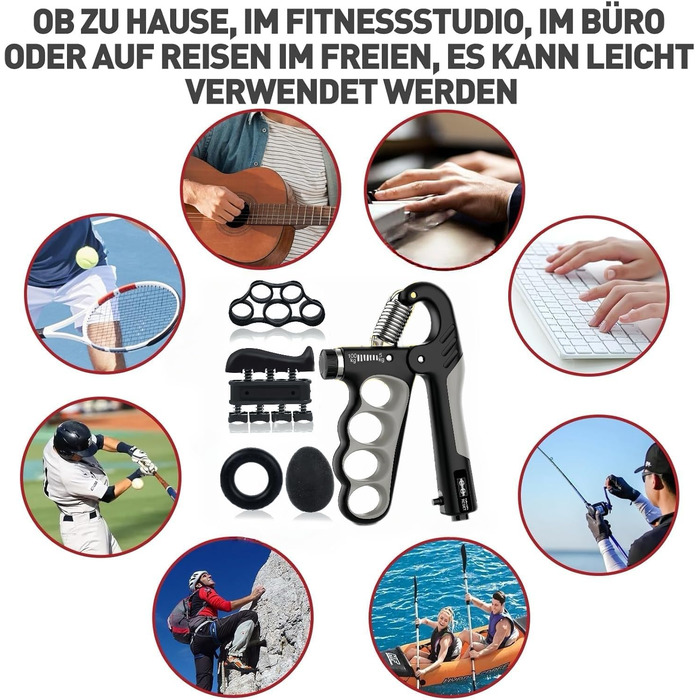 Handtrainer Fingertrainer: Розширювач для рук та передпліч (5-100 кг), тренажер для пальців, масажні м'ячики для реабілітації кисті