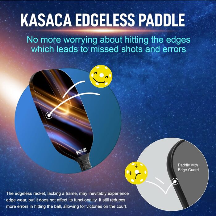 Падл для піклболу KASACA Cosmic Ray, графіт T700, карбонова поверхня, безрамковий, USAPA, одиночний