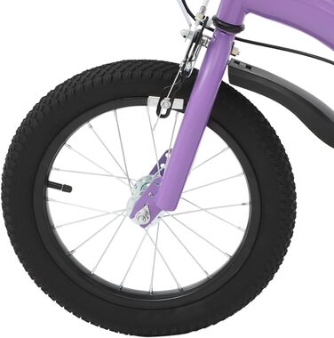 Дитяче велосипед 14 дюймів для хлопчиків та дівчаток з додатковими колесами та кошиком, від 3 років, з двома гальмами, регульоване сидіння та кермо, фіолетовий