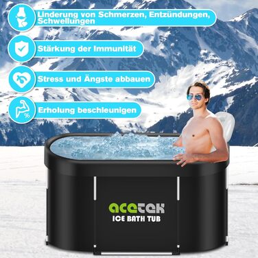 Acetek 380L Велика овальна ванна для крижаних купань, багатошарова портативна ванна для спортсменів 115 см, для відновлення, для вулиці та дому