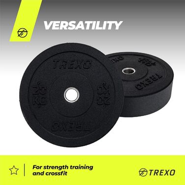 Олімпійський бампер диск TREXO 20 кг, гумований, для штанги 50 мм, кросфіт і силові тренування